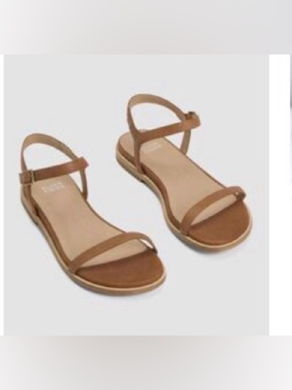 Eileen Fisher Tan/Brown Leather Strappy Ankle Buckle Sandals